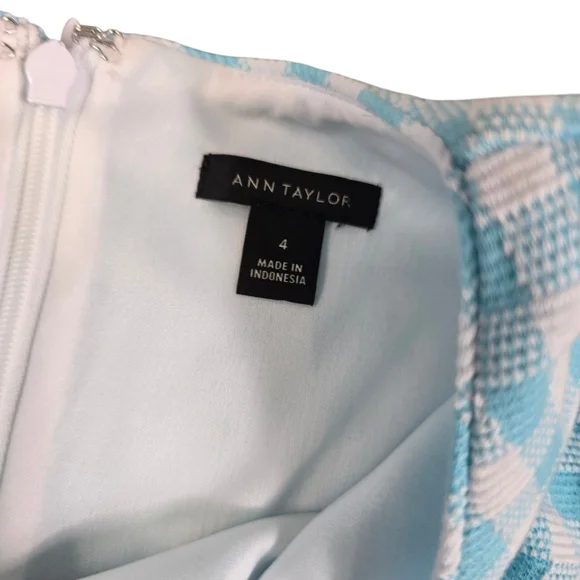 ⭐️NWOT Ann Taylor Turquoise/White Gingham Checkered Plaid Sleeveless Dress Sz 4 - Picture 3 of 8